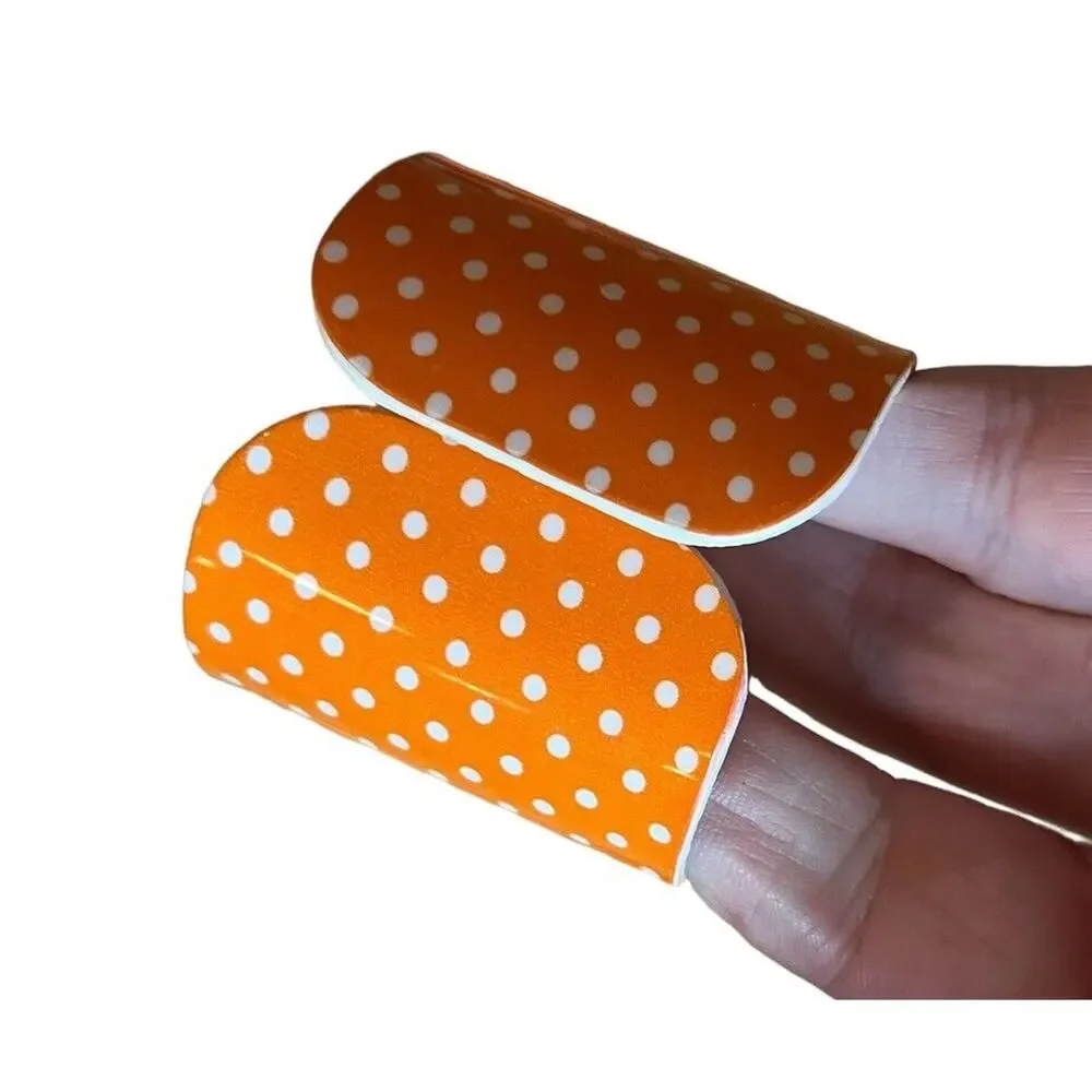 Vintage MCM Set of 4 Orange Napkin Rings W/ White Polka Dots Plastic Bright